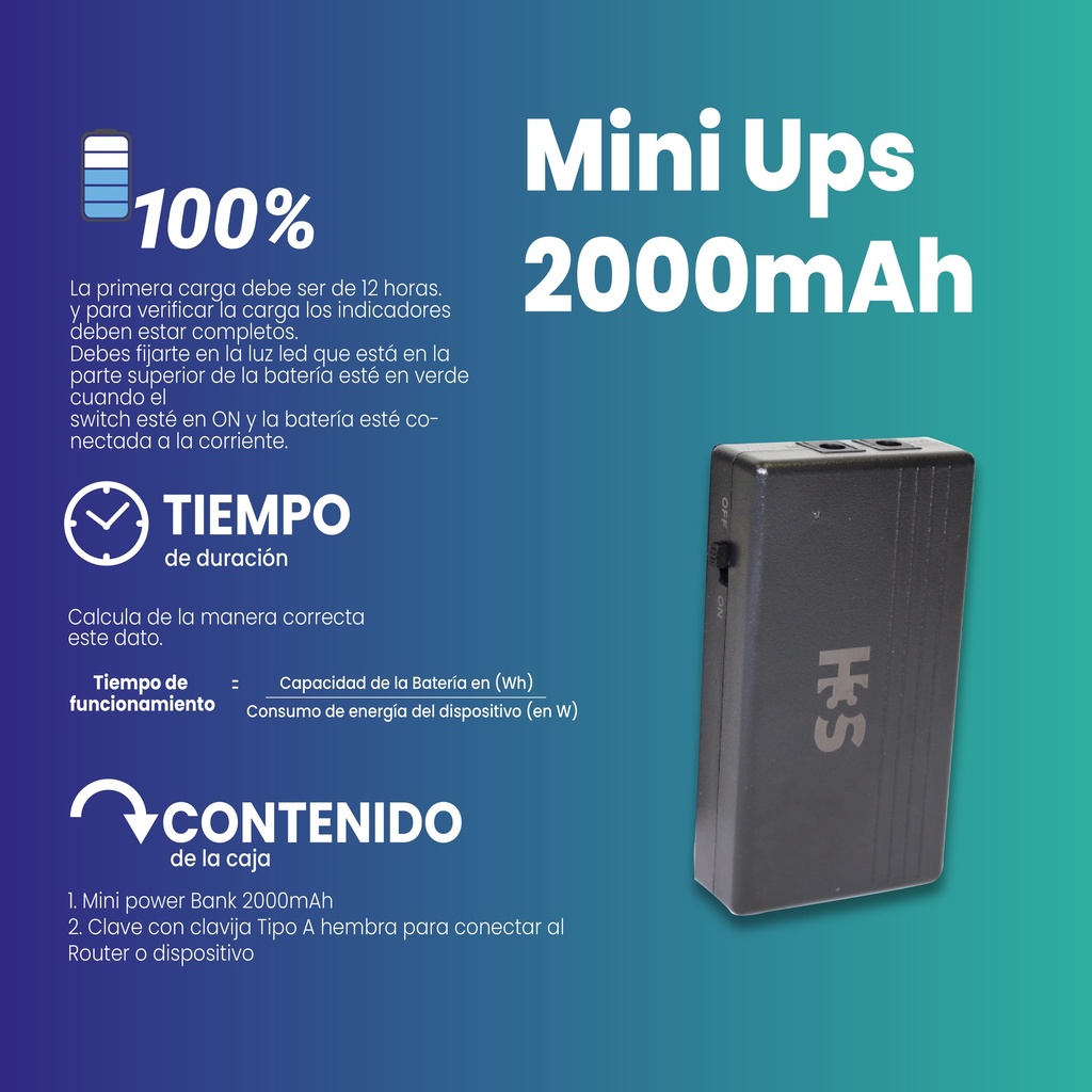 Batería Externa Portátil Mini UPS